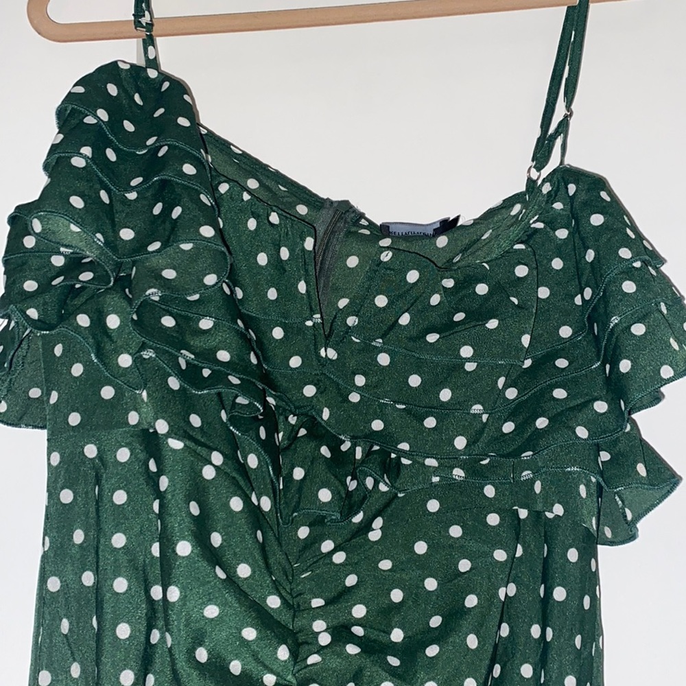 NWB: Green and White Polka Dot Midi Dress